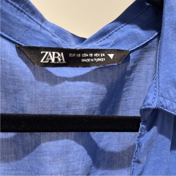 Zara Blue Long Sleeve Mini Wrap Dress. Size XS - Picture 11 of 13